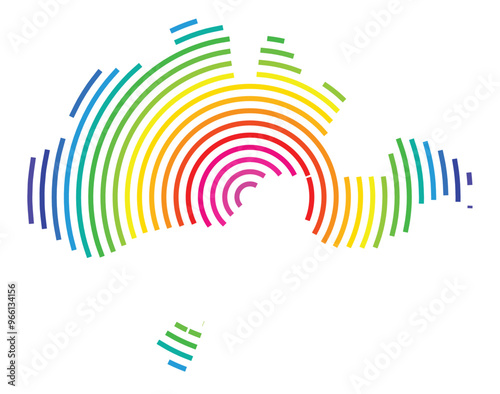 Symbol Map of the Kanton Schaffhausen (Switzerland) showing the Kanton with concentric circles in rainbow colors like a shooting target