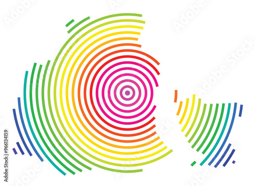 Symbol Map of the Kanton Obwalden (Switzerland) showing the Kanton with concentric circles in rainbow colors like a shooting target