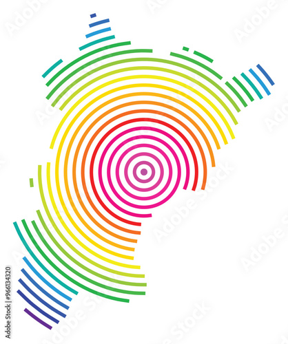 Symbol Map of the Kanton Uri (Switzerland) showing the Kanton with concentric circles in rainbow colors like a shooting target