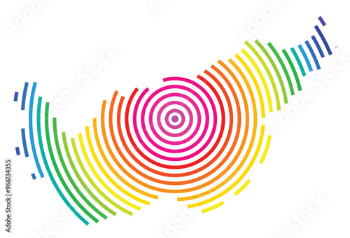 Symbol Map of the Kanton Valais (Switzerland) showing the Kanton with concentric circles in rainbow colors like a shooting target