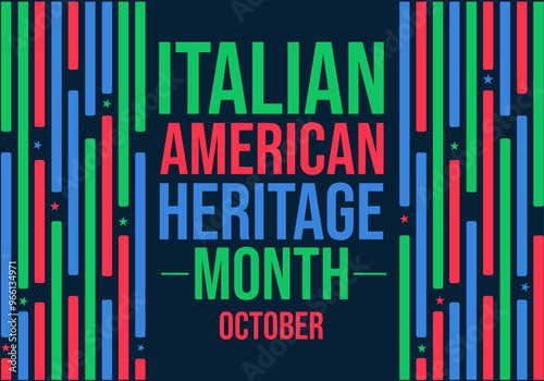 Italian American Heritage Month colorful wallpaper with shapes and typography
