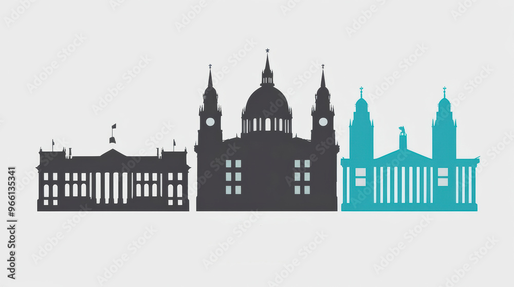 Fototapeta premium Skyline Illustration of the London city England, silhouette vector of famous places
