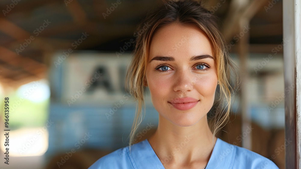 Fototapeta premium Portrait Veterinary Doctor Young Woman Background