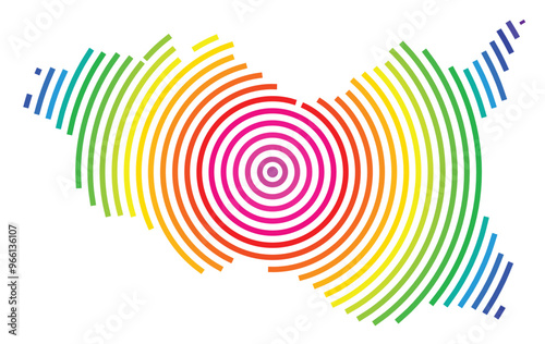 Symbol Map of the Region Pardubicky (Czech Republic) showing the territory with concentric circles in rainbow colors like a shooting target