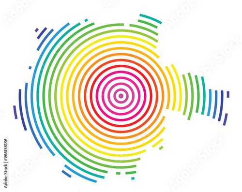 Symbol Map of the Region Jihocesky (Czech Republic) showing the territory with concentric circles in rainbow colors like a shooting target