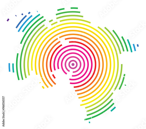 Symbol Map of the Bundesland Niedersachsen (Germany) showing the Bundesland with concentric circles in rainbow colors like a shooting target