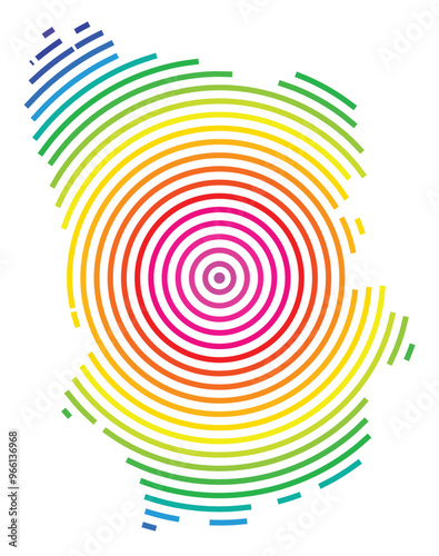 Symbol Map of the County Laeaene-Viru (Estonia) showing the territory with concentric circles in rainbow colors like a shooting target