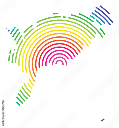 Symbol Map of the Municipality Saare (Estonia) showing the territory with concentric circles in rainbow colors like a shooting target