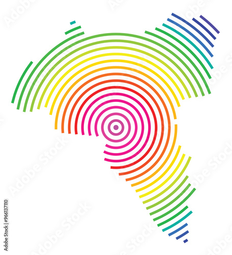 Symbol Map of the County Valga (Estonia) showing the territory with concentric circles in rainbow colors like a shooting target