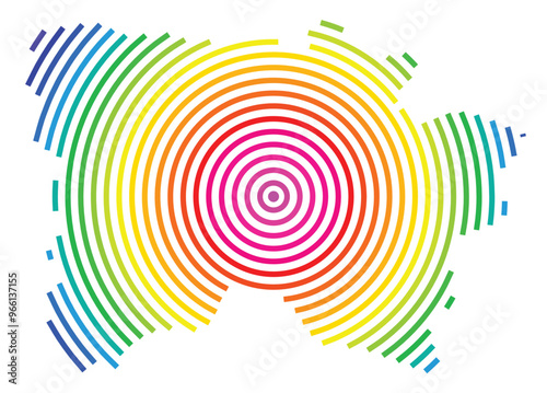 Symbol Map of the County Voru (Estonia) showing the territory with concentric circles in rainbow colors like a shooting target