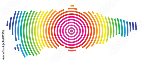 Symbol Map of the Provincia Asturias (Spain) showing the territory with concentric circles in rainbow colors like a shooting target