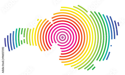 Symbol Map of the Provincia Bizkaia (Spain) showing the territory with concentric circles in rainbow colors like a shooting target