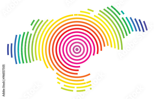 Symbol Map of the Provincia Cantabria (Spain) showing the territory with concentric circles in rainbow colors like a shooting target