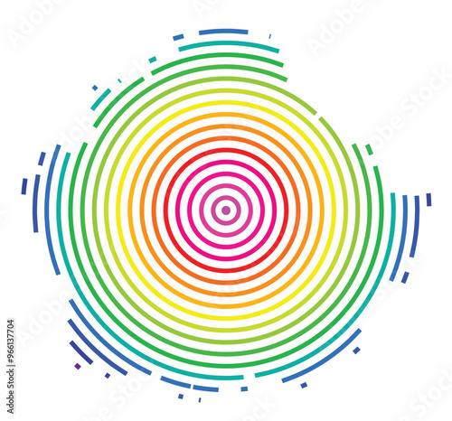 Symbol Map of the Provincia Cuenca (Spain) showing the territory with concentric circles in rainbow colors like a shooting target