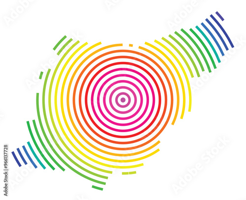 Symbol Map of the Provincia Gipuzkoa (Spain) showing the territory with concentric circles in rainbow colors like a shooting target