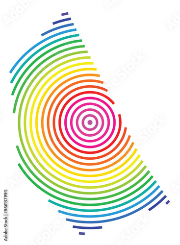 Symbol Map of the Autonomous City Melilla (Spain) showing the territory with concentric circles in rainbow colors like a shooting target