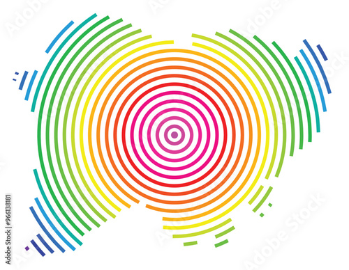 Symbol Map of the Provincia Salamanca (Spain) showing the territory with concentric circles in rainbow colors like a shooting target