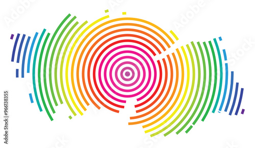 Symbol Map of the Provincia Toledo (Spain) showing the territory with concentric circles in rainbow colors like a shooting target