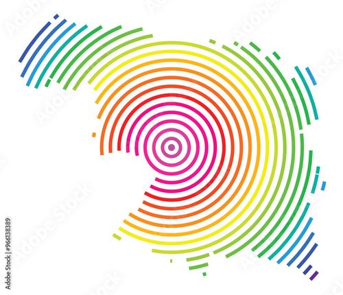 Symbol Map of the Provincia Zamora (Spain) showing the territory with concentric circles in rainbow colors like a shooting target