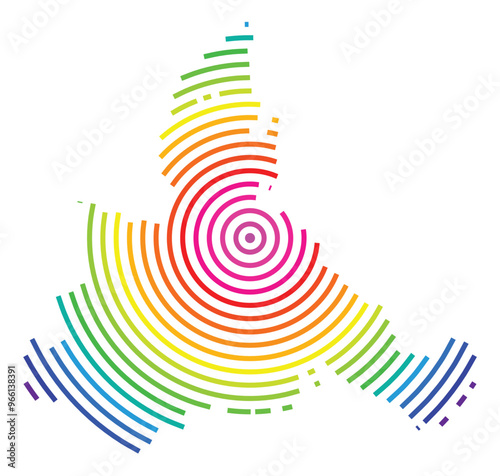 Symbol Map of the Provincia Zaragoza (Spain) showing the territory with concentric circles in rainbow colors like a shooting target