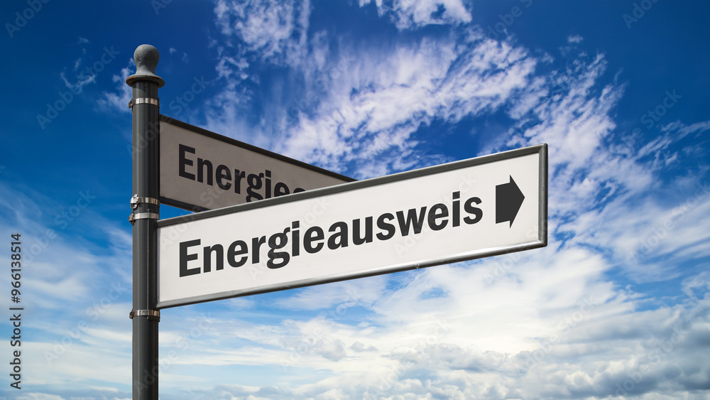 Fototapeta premium Signposts the direct way to energy certificate