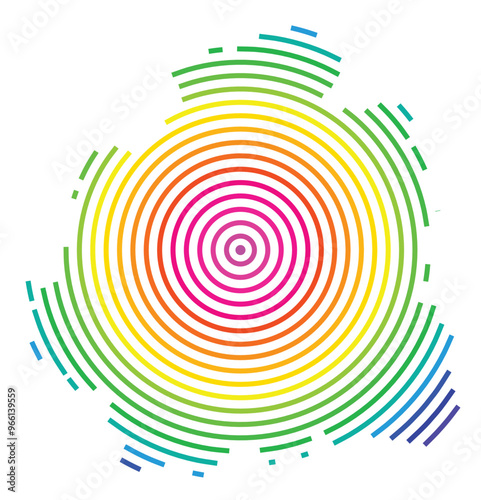 Symbol Map of the Departement Indre (France) showing the territory with concentric circles in rainbow colors like a shooting target