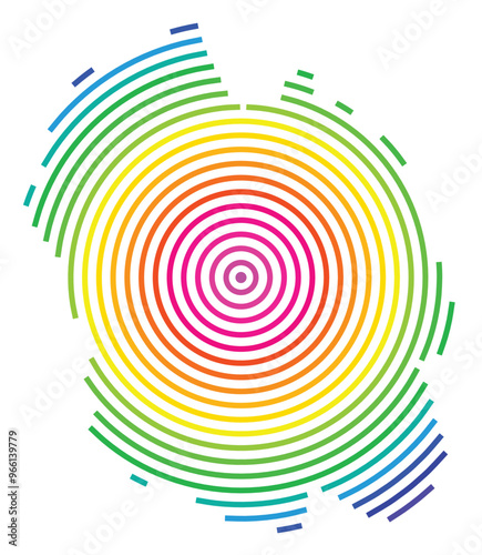 Symbol Map of the Departement Lozere (France) showing the territory with concentric circles in rainbow colors like a shooting target