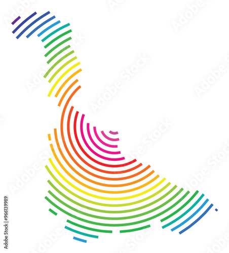 Symbol Map of the Departement Meurthe-et-Moselle (France) showing the territory with concentric circles in rainbow colors like a shooting target