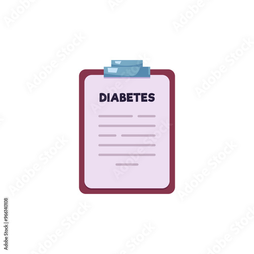 Vector illustration of a document on blood sugar monitoring in diabetes.