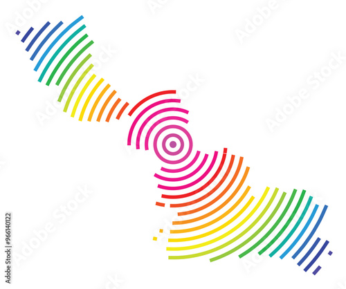 Symbol Map of the Departement Nord (France) showing the territory with concentric circles in rainbow colors like a shooting target