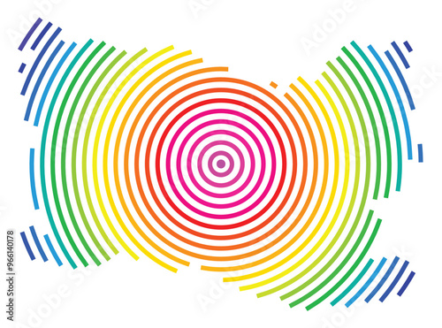 Symbol Map of the Departement Oise (France) showing the territory with concentric circles in rainbow colors like a shooting target