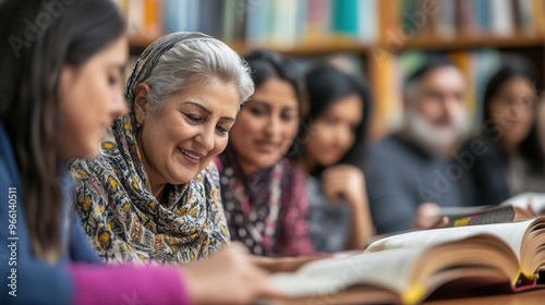 Adult literacy program in action with diverse participants, adult literacy, community education initiative