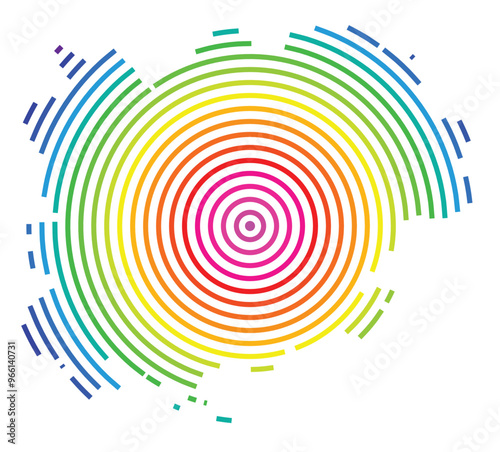 Symbol Map of the Departement Var (France) showing the territory with concentric circles in rainbow colors like a shooting target