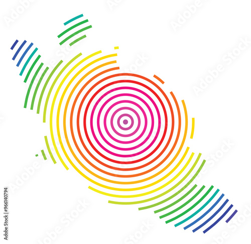 Symbol Map of the Departement Vaucluse (France) showing the territory with concentric circles in rainbow colors like a shooting target