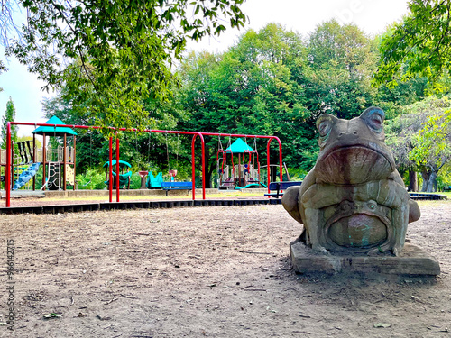 Frog Mother And Child Sculpture In Lafayette Park, St Louis, Missorui