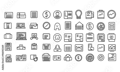 Finance and business line icons collection