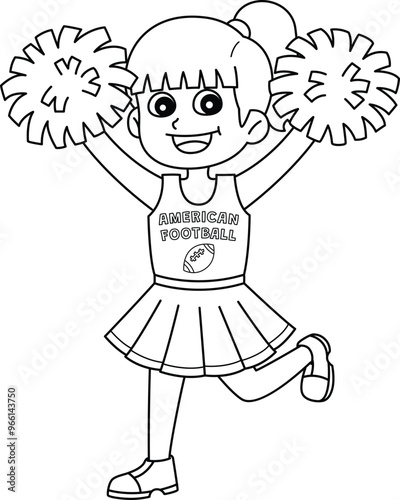 American Football Female Cheerleader Isolated 