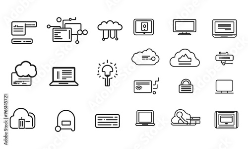 Simple Set of Data Security Related Vector Line Icons