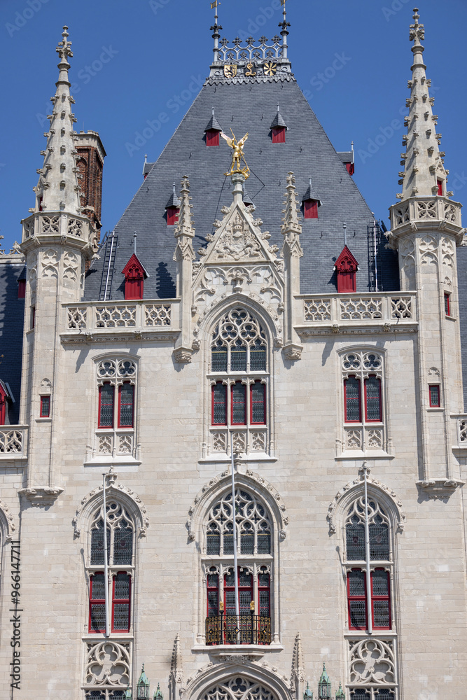 Medieval building of Provincial Court on the Grote Markt, main square in the city, Bruges, Belgium