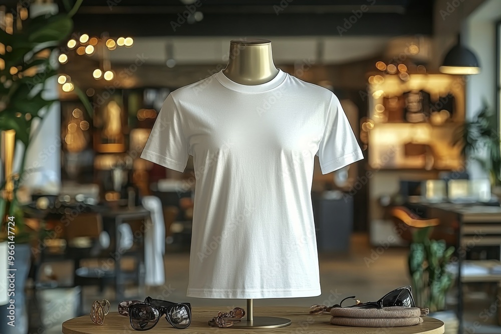 Obraz premium Tshirt on stylish mannequin in boutique background created with Generative AI