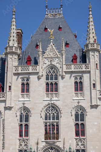 Obraz na płótnie Medieval building of Provincial Court on the Grote Markt, main square in the city, Bruges, Belgium w salonie