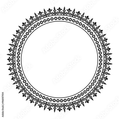 Damask Round Wreath circular round ornament floral Abstract pattern, Classic Victorian traditional style, illustration Vintage Design, Floral frames, Mandala, Antique, Moroccan frame