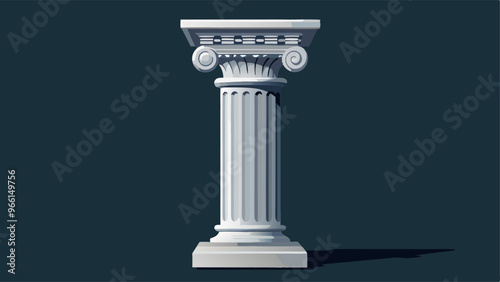 3d roman column. White greek marble pillar vector. Rome temple architecture isolated realistic sculpture art design. Doric colonnade and ornate baluster render decoration. Baroque italian pilar