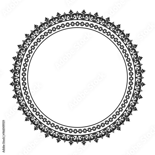 Damask Round Wreath circular round ornament floral Abstract pattern, Classic Victorian traditional style, illustration Vintage Design, Floral frames, Mandala, Antique, Moroccan frame