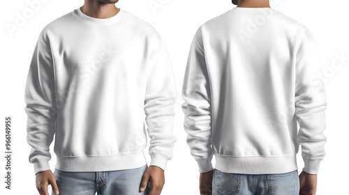 White Crew Neck Sweatshirt Mockup   Front and Back View