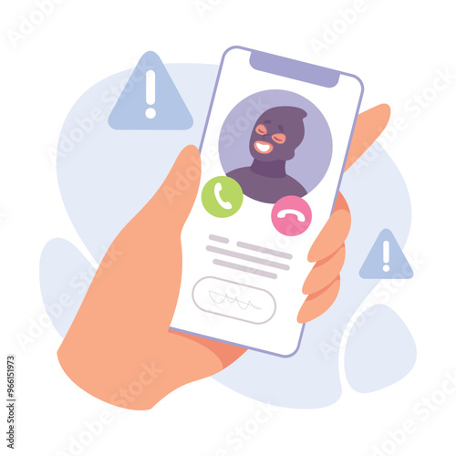 Hand with Phone and Call of Man Criminal Vector Illustration
