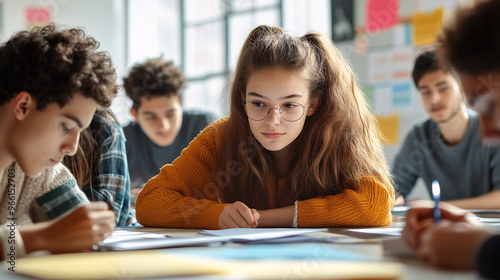 A group of students working together on a project