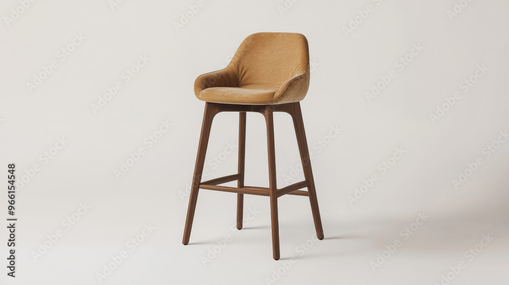 A stylish bar stool with a modern design, shown against a plain white backdrop. You can see the front of the stool clearly. A stylish bar stool with a modern design, shown against a plain white backdrop. You can see the front of the stool clearly.