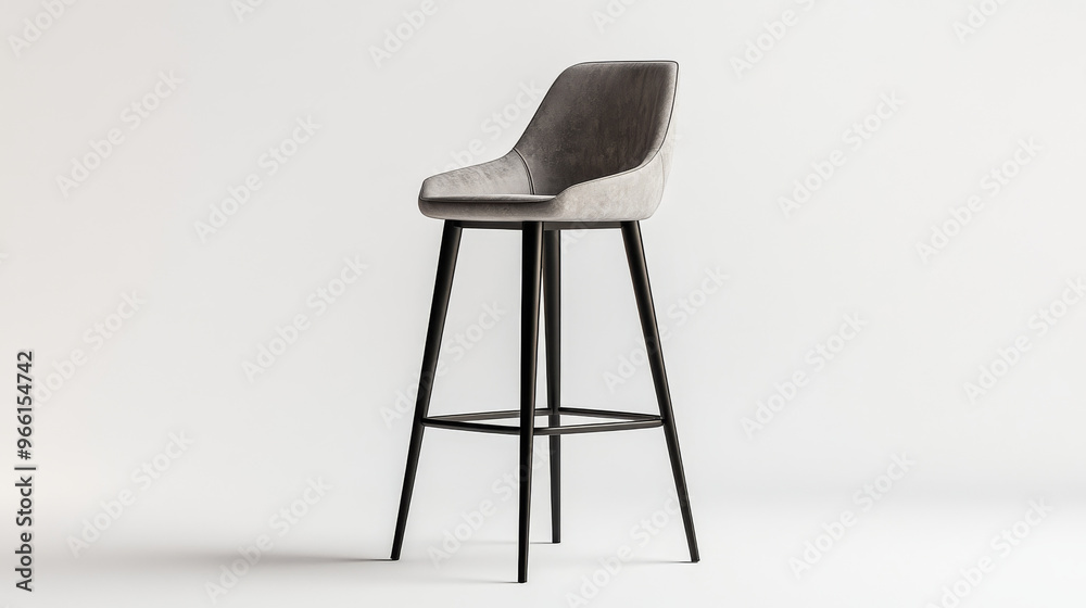 A stylish bar stool with a modern design, shown against a plain white backdrop. You can see the front of the stool clearly. A stylish bar stool with a modern design, shown against a plain white backdrop. You can see the front of the stool clearly.