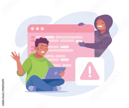 Man Criminal Commit Crime and Theft Vector Illustration